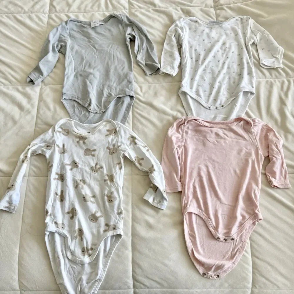 Lot of 4 long sleeve bodysuit Zara H&M Cloud Island 2-3Y 18M bunny sheep